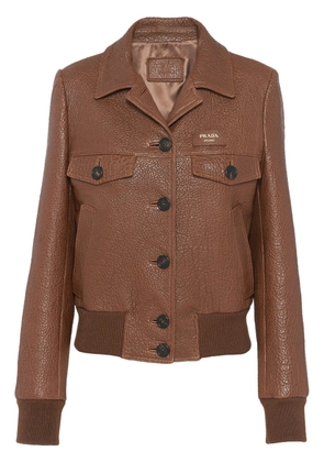Prada crocodile-embossed leather jacket - Brown