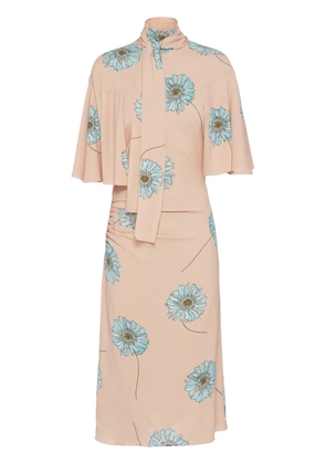 Prada floral-print pencil dress - Neutrals