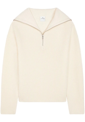 Courrèges ribbed-knit hooded sweater - Neutrals