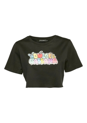 Dolce & Gabbana Pre-Owned logo-print cotton cropped t-shirt - Black