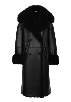 Dolce & Gabbana wide-lapels shearling-lining coat - Black