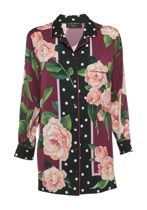 Dolce & Gabbana Pre-Owned rose-print polka-dot shirt - Red