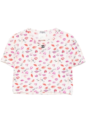 CHANEL Pre-Owned 1995 Lipstick Cropped T-shirt Top - Neutrals