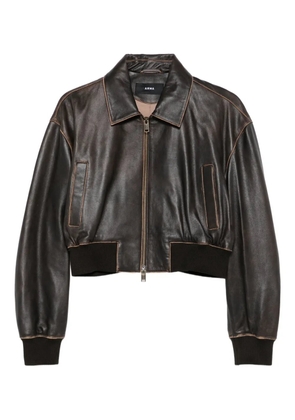 Arma cropped zip-front leather jacket - Brown