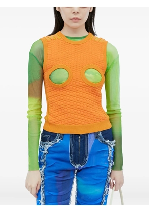 Paula Canovas del Vas cut-out waffle-knit top - Orange