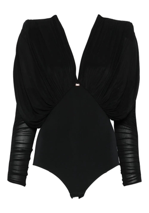 Elisabetta Franchi pleated-shoulder bodysuit - Black