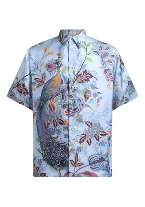 ETRO peacock-print silk shirt - Blue