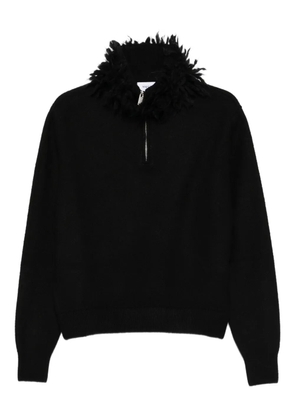 Alexander McQueen fringed-collar jumper - Black