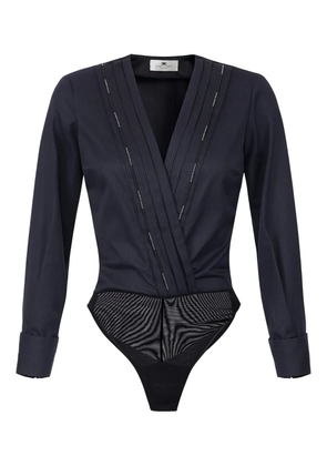 Elisabetta Franchi tuxedo-details logo-piping bodysuit - Black