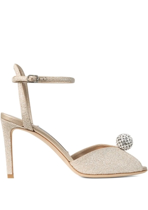 Jimmy Choo 85mm crystal embellished sandals - Gold