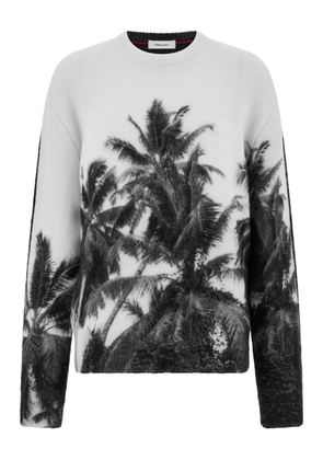 Ferragamo palm tree-print crew-neck sweater - White