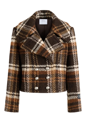 Patou plaid double-breasted jacket - Brown