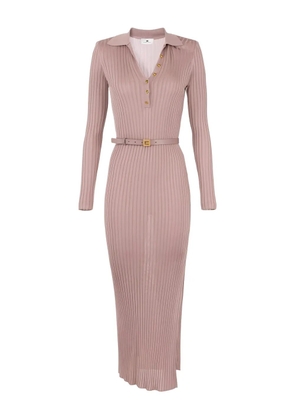 Elisabetta Franchi ribbed-knit polo midi dress - Pink