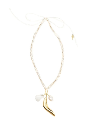 Forte Forte leaf-charm pearl-charms necklace - Gold