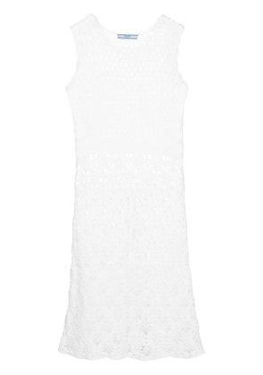 Prada Pre-Owned sleeveless crochet midi dress - White