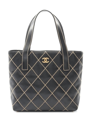 CHANEL Pre-Owned 2003-2004 Small CC Quilted Calfskin Wild Stitch tote bag - Black