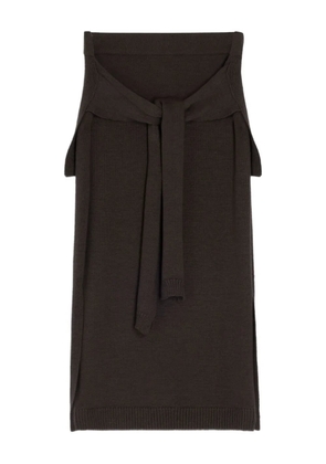 LEMAIRE tie-detail ribbed midi skirt - Brown