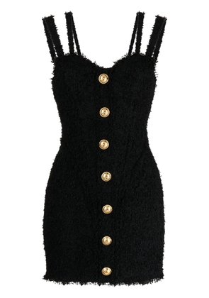 Balmain button-embellished tweed minidress - Black