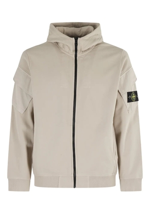 Stone Island 6100009 logo-patch hooded zip-up jacket - Neutrals