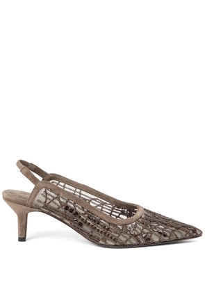 Brunello Cucinelli 55mm sequin-embellished pumps - Brown