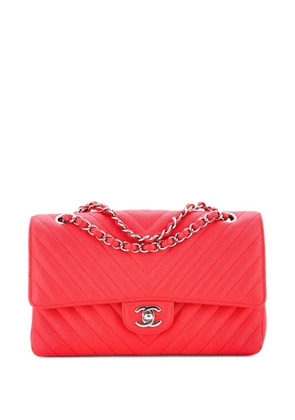 CHANEL Pre-Owned Classic Double Flap Bag Chevron Caviar Medium shoulder bag - Red