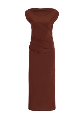 Proenza Schouler draped cowl-neck midi day dress - Brown