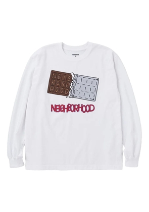 Neighborhood chocolate-bar graphic long-sleeve T-shirt - White