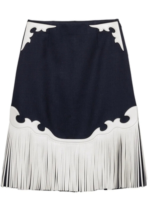 Prada fringed rush-stitch midi skirt - Blue