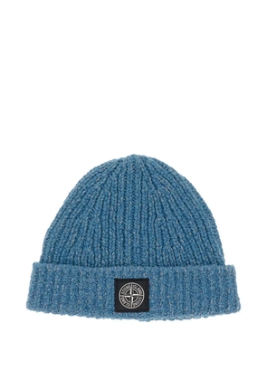 Stone Island ribbed patch beanie - Blue
