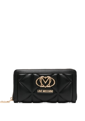 Love Moschino quilted logo-plaque wallet - Black