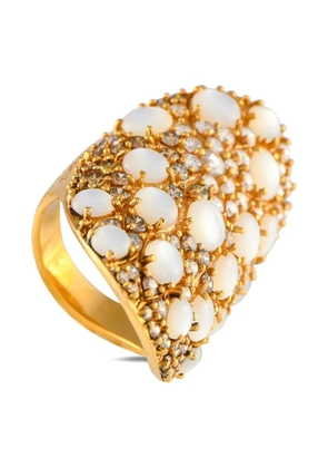 Pasquale Bruni 18K yellow gold Mandala diamond and mother of pearl ring