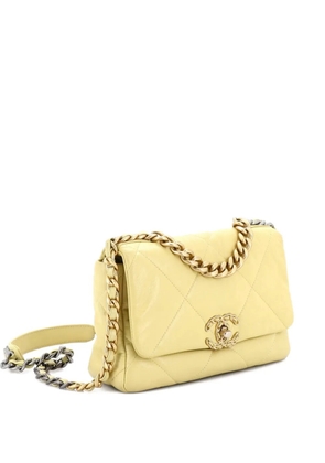 CHANEL Pre-Owned 19 Flap Bag Quilted Leather Medium crossbody bag - Yellow