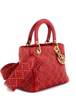 Christian Dior Pre-Owned Supple Lady Dior Bag Cannage Studded Lambskin Medium satchel - Red