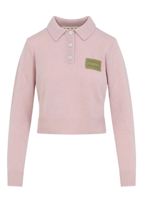 Marni button logo-appliqué polo top - Pink
