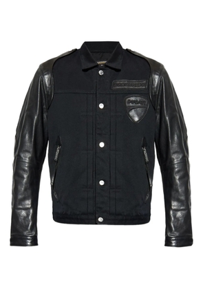 DSQUARED2 x Ducati leather-sleeve patch shirt jacket - Black