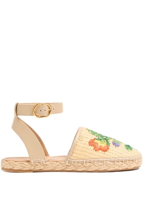 Valentino Garavani Bribri floral-embroidered espadrille - Neutrals