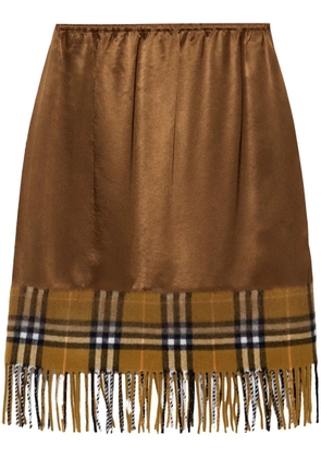 Burberry satin check scarf skirt - Brown