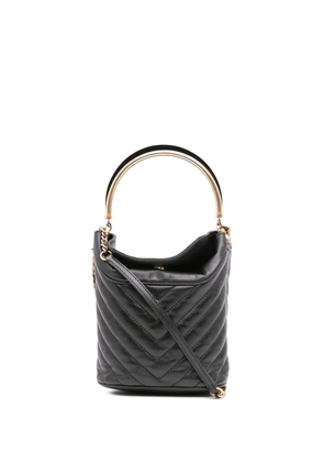 CHANEL Pre-Owned 2018-2019 Quilted Chevron Lambskin Handle with Chic bucket bag - Black