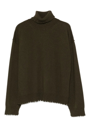 Uma Wang high-neck frayed-hem sweater - Green