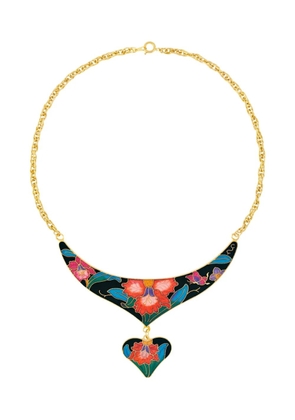 Susan Caplan Vintage 1980s cloisonné floral necklace - Gold