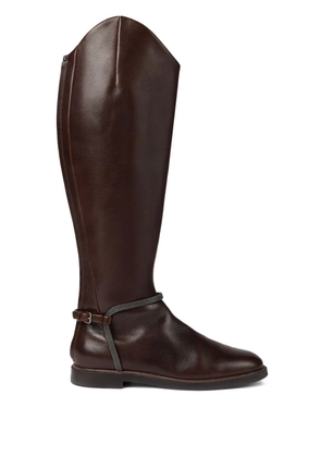Brunello Cucinelli buckle-strap leather boots - Brown