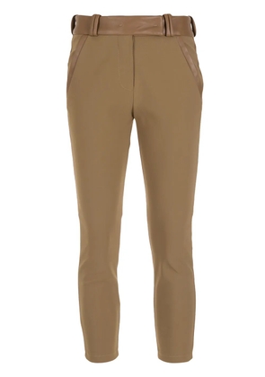 Gloria Coelho faux-leather detail skinny trousers - Brown
