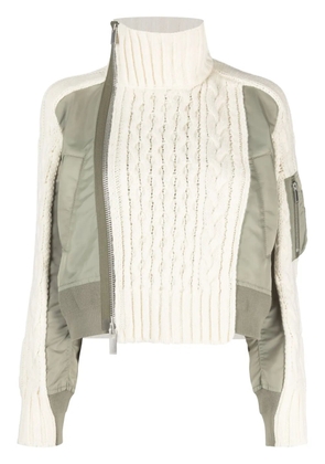 sacai contrast-panel bomber jacket - White