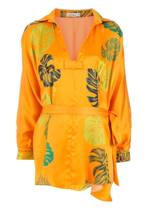 Amir Slama palm leaf print beach dress - Orange