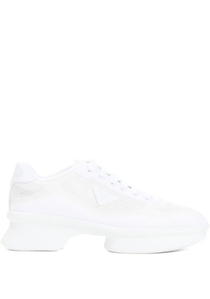 Prada mesh-panel lace-up sneakers - White