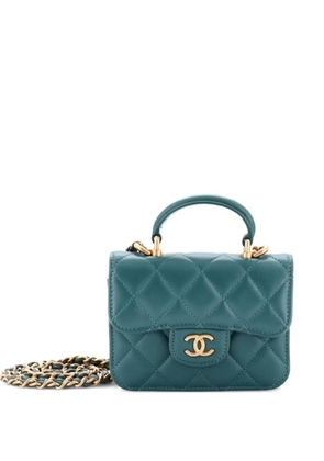 CHANEL Pre-Owned Top Handle Flap Coin Purse with Chain Quilted Lambskin crossbody bag - Green