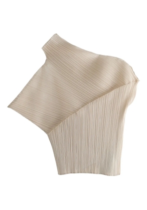 Pleats Please Issey Miyake pleated asymmetric top - Neutrals