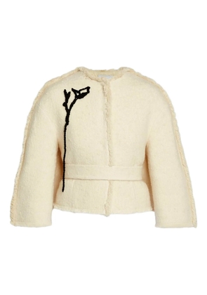 ERDEM floral-embellished belted jacket - Neutrals