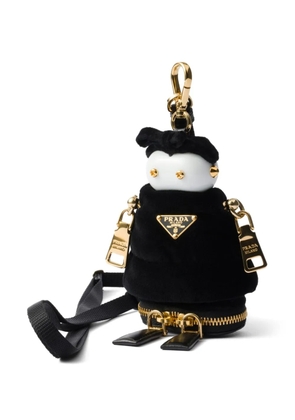 Prada logo-plaque robot bag charm - Black