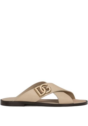 Dolce & Gabbana DG-logo leather sandals - Neutrals
